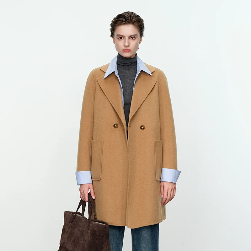 婉甸2024冬新品梅花驼色时尚秋冬大衣1234C02SJ1YX