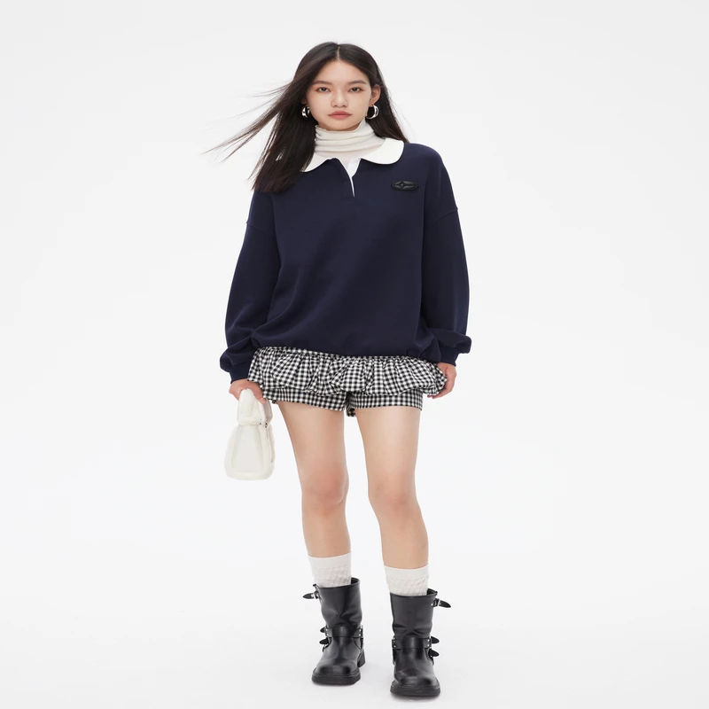 婉甸休闲时尚空气层秋冬宽松秋季卫衣女MBC3Y03BLXMBC3Y03BLX