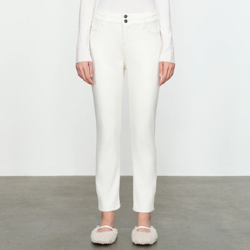 【小余专享】婉甸2024冬新品原生白丹宁小脚裤1234X08DY5