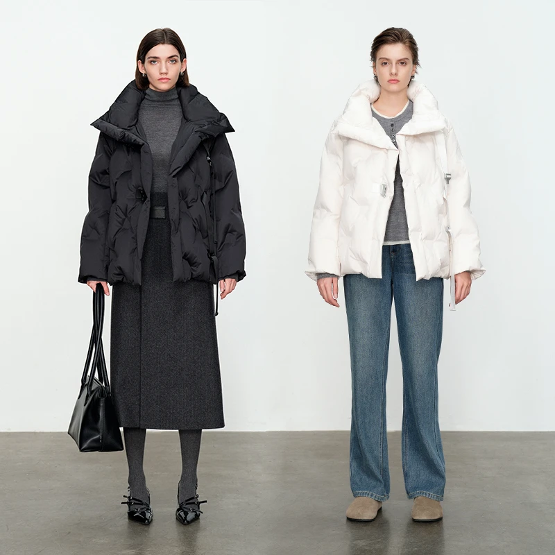 【小余专享】婉甸2024冬新品幻影黑短款长袖羽绒服MBC4D01LDX