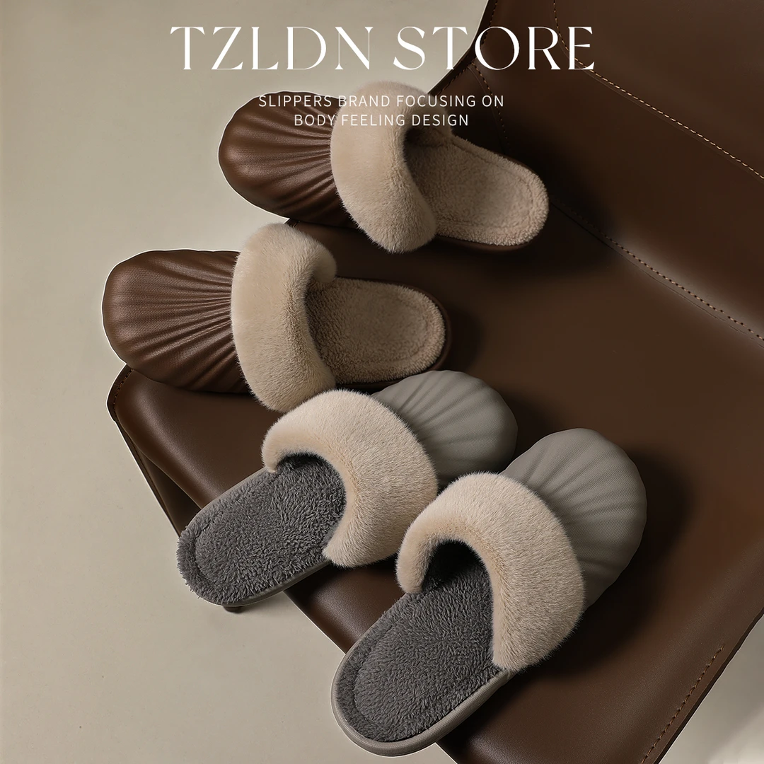 防水棉拖鞋男款秋冬季2023新款室内居家用防滑保暖绒潮流拖鞋男士