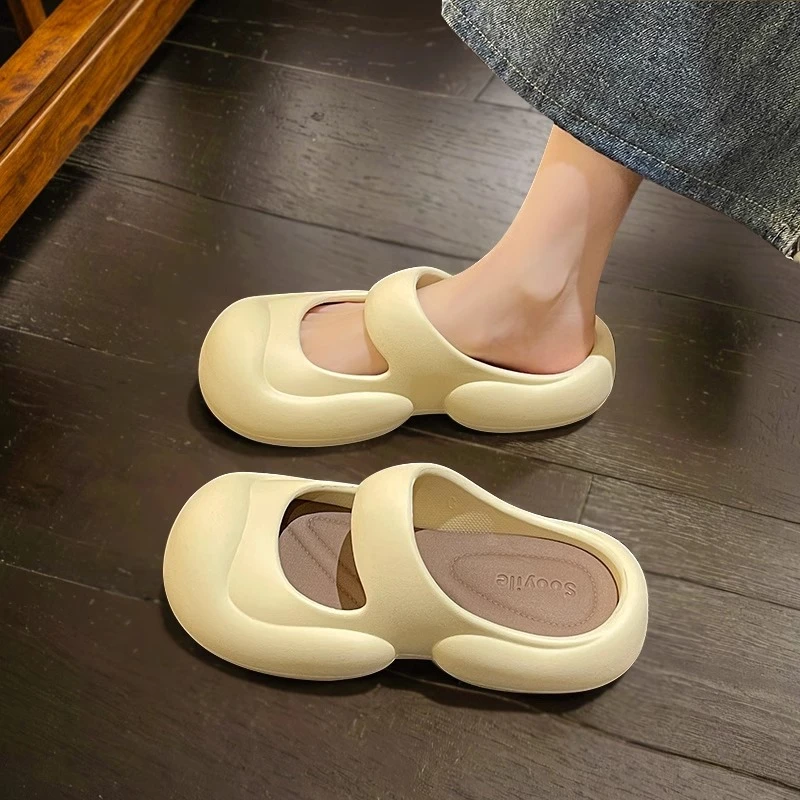 踩屎感洞洞拖鞋女外穿晚晚鞋2024新款eva厚底上班包头凉拖乐福鞋