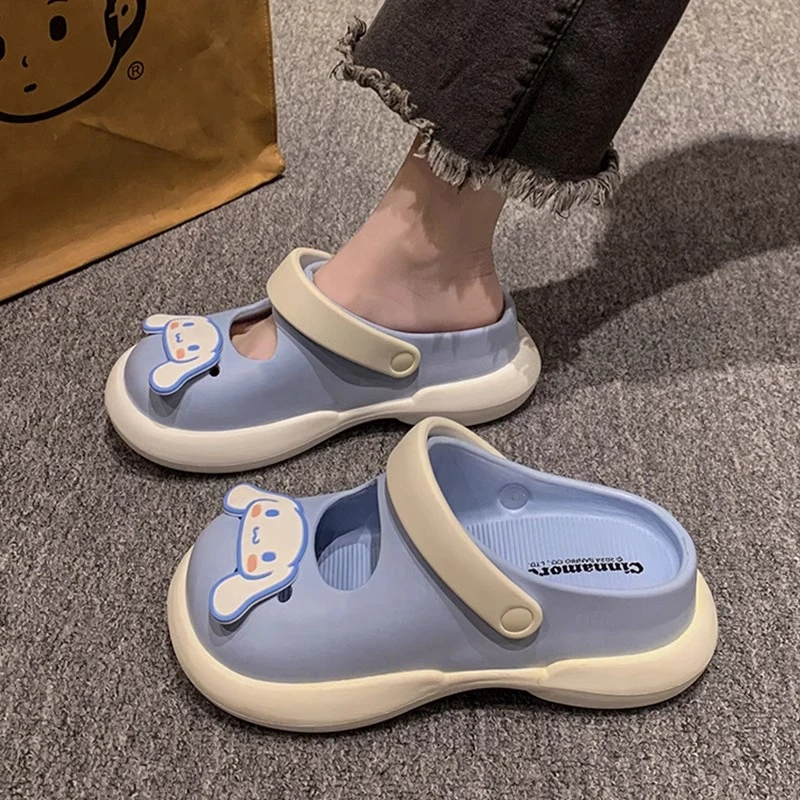 玉桂狗洞洞鞋女款夏季2024新款外穿防滑海边沙滩凉鞋厚底增高拖鞋