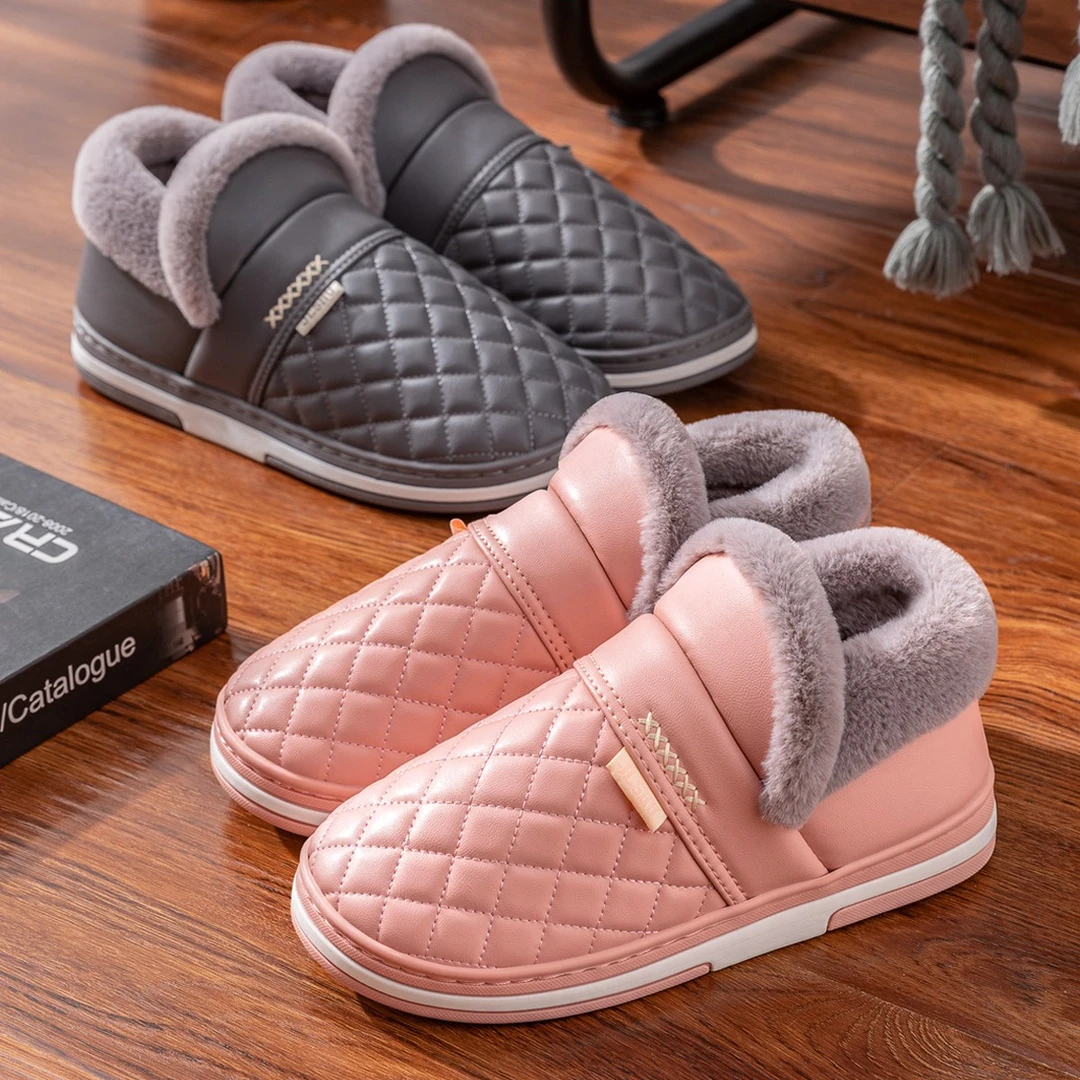 防水棉拖鞋女士冬季外穿2023新款家居室内防滑保暖加绒棉鞋男冬款