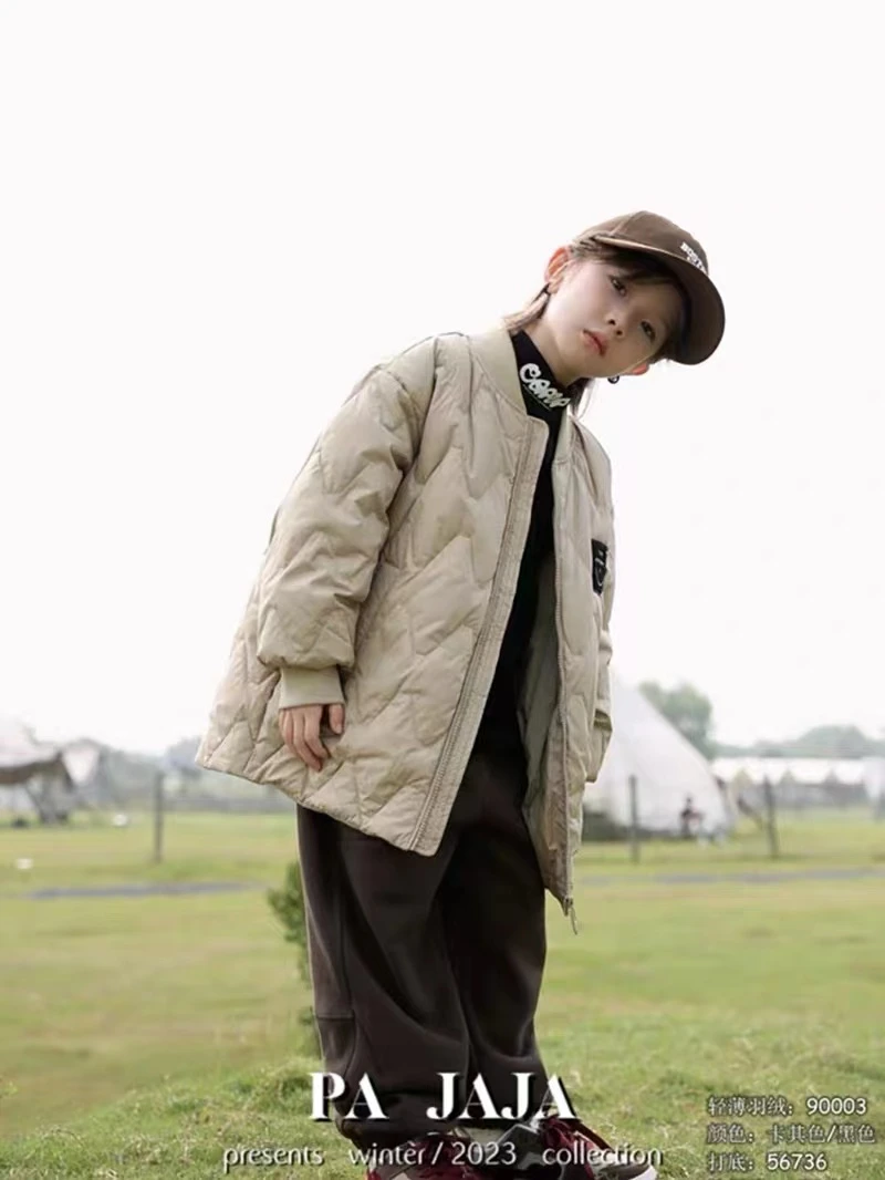 楠楠潮牌冬季新款90白鸭绒轻薄款羽绒服90003卡其