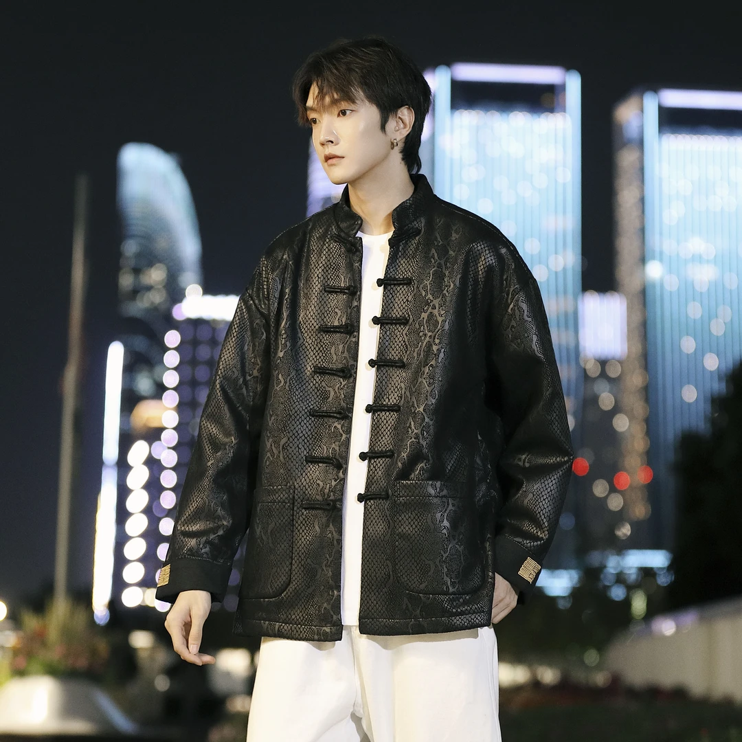 宫羽中国风中式国潮唐装上衣立领汉服大码夹克潮流款宽松秋季休闲