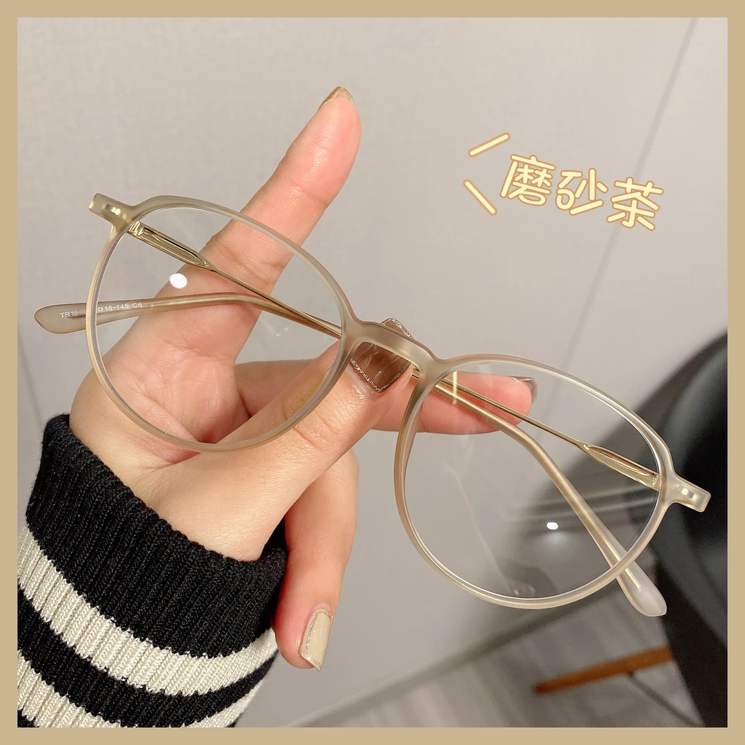 超轻TR90茶色眼镜框女款可配有高度数近视镜片素颜显白眼睛框镜架