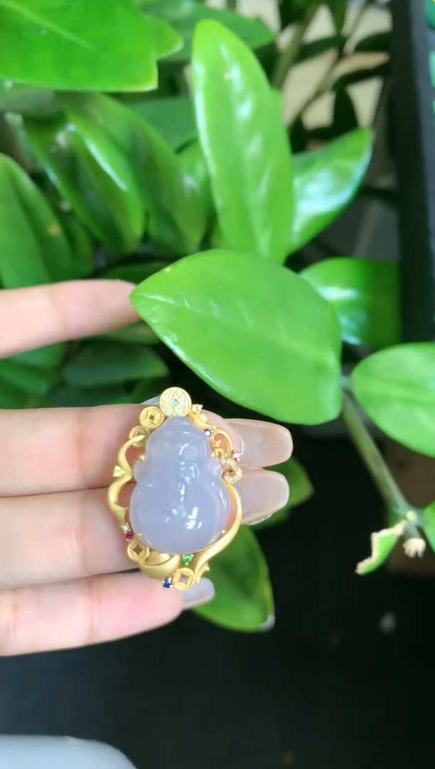 【闪购商品】翡翠颈饰18K金镶嵌财神爷