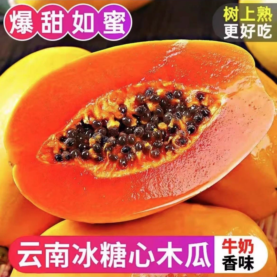 甄鲜【放黄再吃】云南红心牛奶木瓜软糯香甜新鲜采摘好水果青皮木瓜