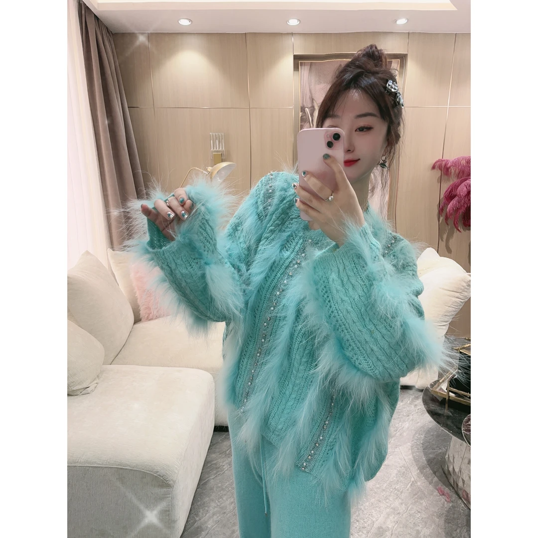 独宠【香氛初恋】秋冬冬季新款加厚钉珠洋气百搭重工上衣