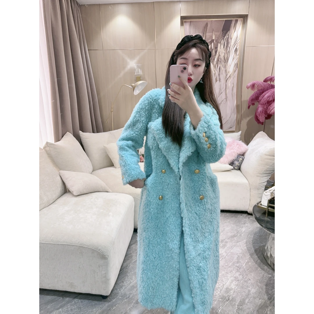 独宠【南法假日】秋冬气质洋气羊羔毛金扣翻领加厚秋冬款中长外套