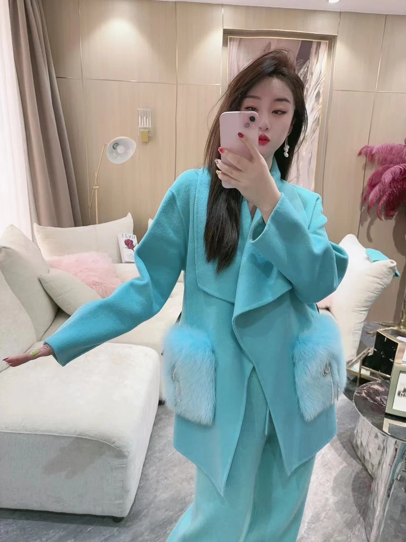 独宠【曲意风华】气质网红洋气轻奢时尚毛呢秋冬冬季大衣