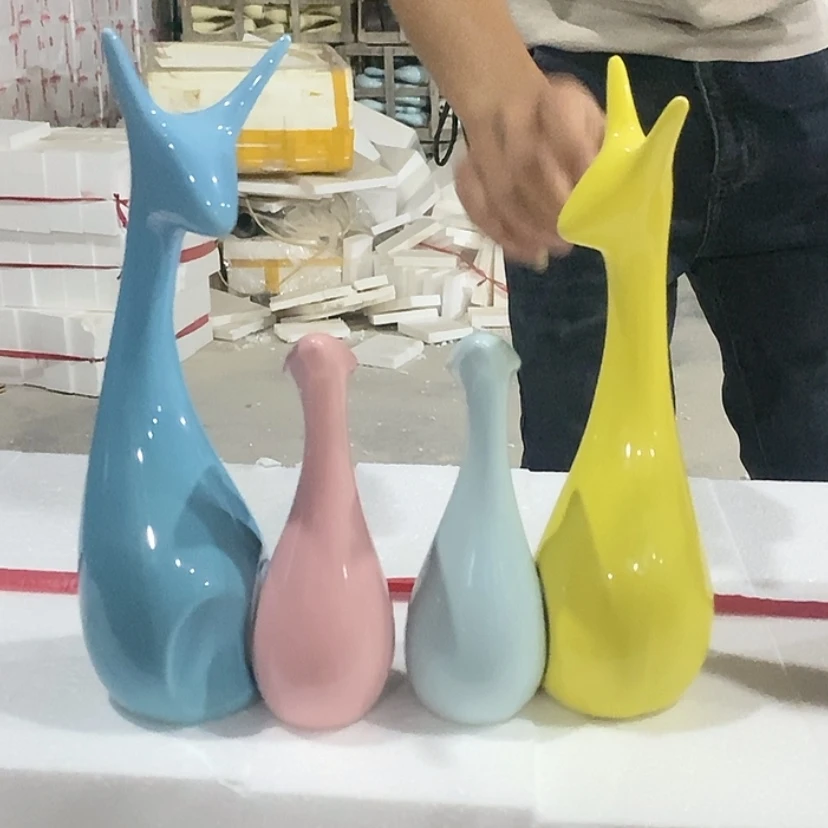 【闪购商品】陶瓷摆件马卡龙四口鹿