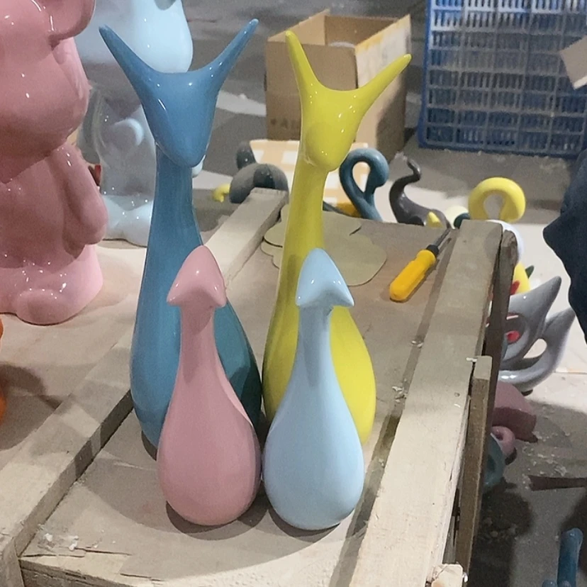 【闪购商品】陶瓷摆件马卡龙四口鹿