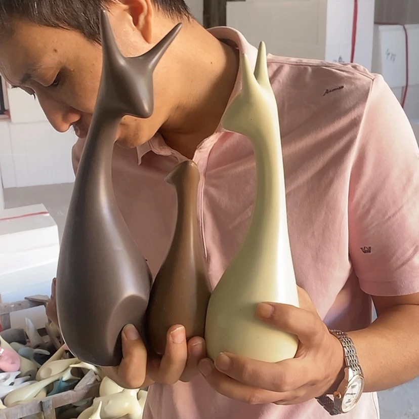 【闪购商品】陶瓷摆件北欧三口鹿微瑕