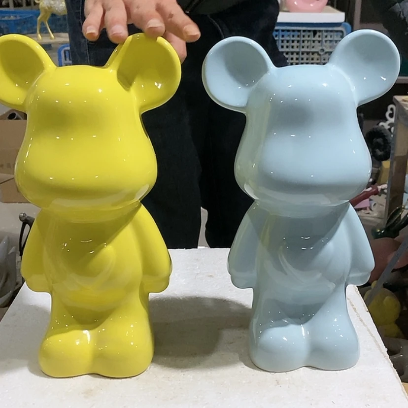 【闪购商品】陶瓷摆件黄色和蓝色爱心熊
