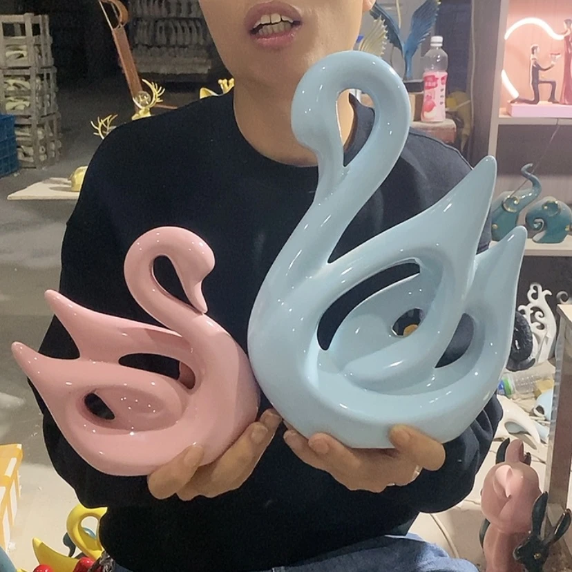 【闪购商品】陶瓷摆件马卡龙情侣天鹅