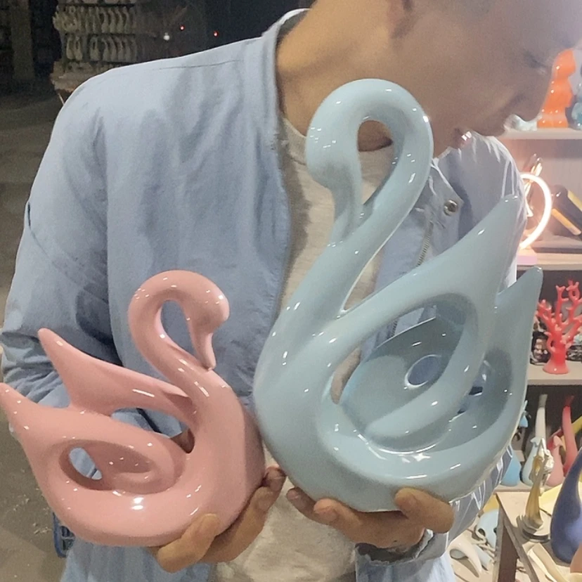【闪购商品】陶瓷摆件马卡龙情侣天鹅