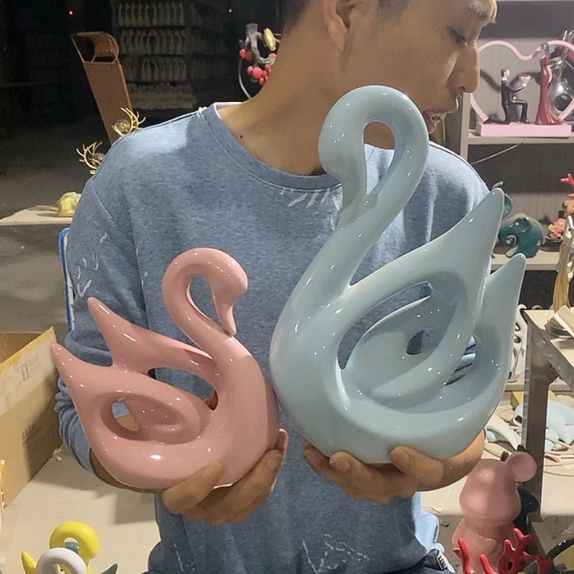 【闪购商品】陶瓷摆件马卡龙情侣天鹅