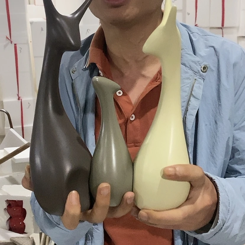 【闪购商品】陶瓷摆件北欧绿三口鹿微瑕