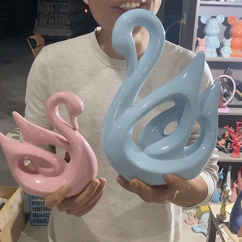 【闪购商品】陶瓷摆件马卡龙情侣天鹅