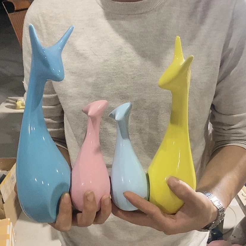【闪购商品】陶瓷摆件马卡龙四口鹿