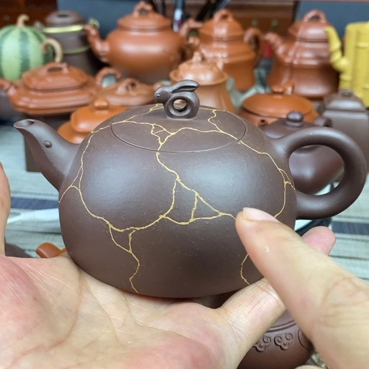 紫砂茶壶龟兔赛跑220Cc原矿老紫泥