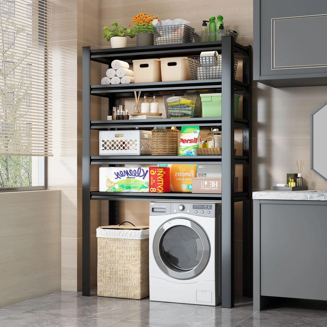 家用洗衣机置物架上方架子家用阳台滚筒翻盖落地卫生间储物收纳架