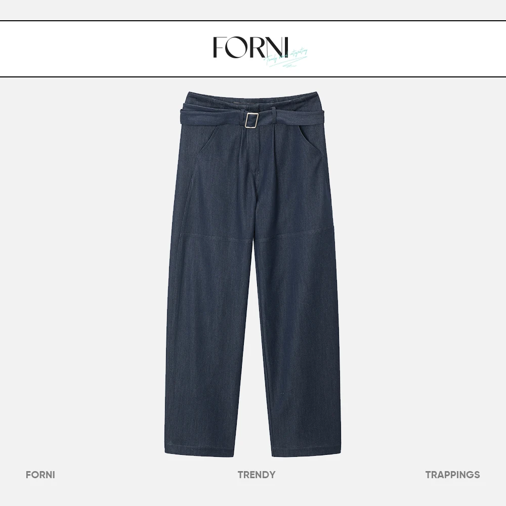 FORNI × YOYO TR腰带裤 腰带复古长裤时尚休闲直筒设计感显瘦裤子