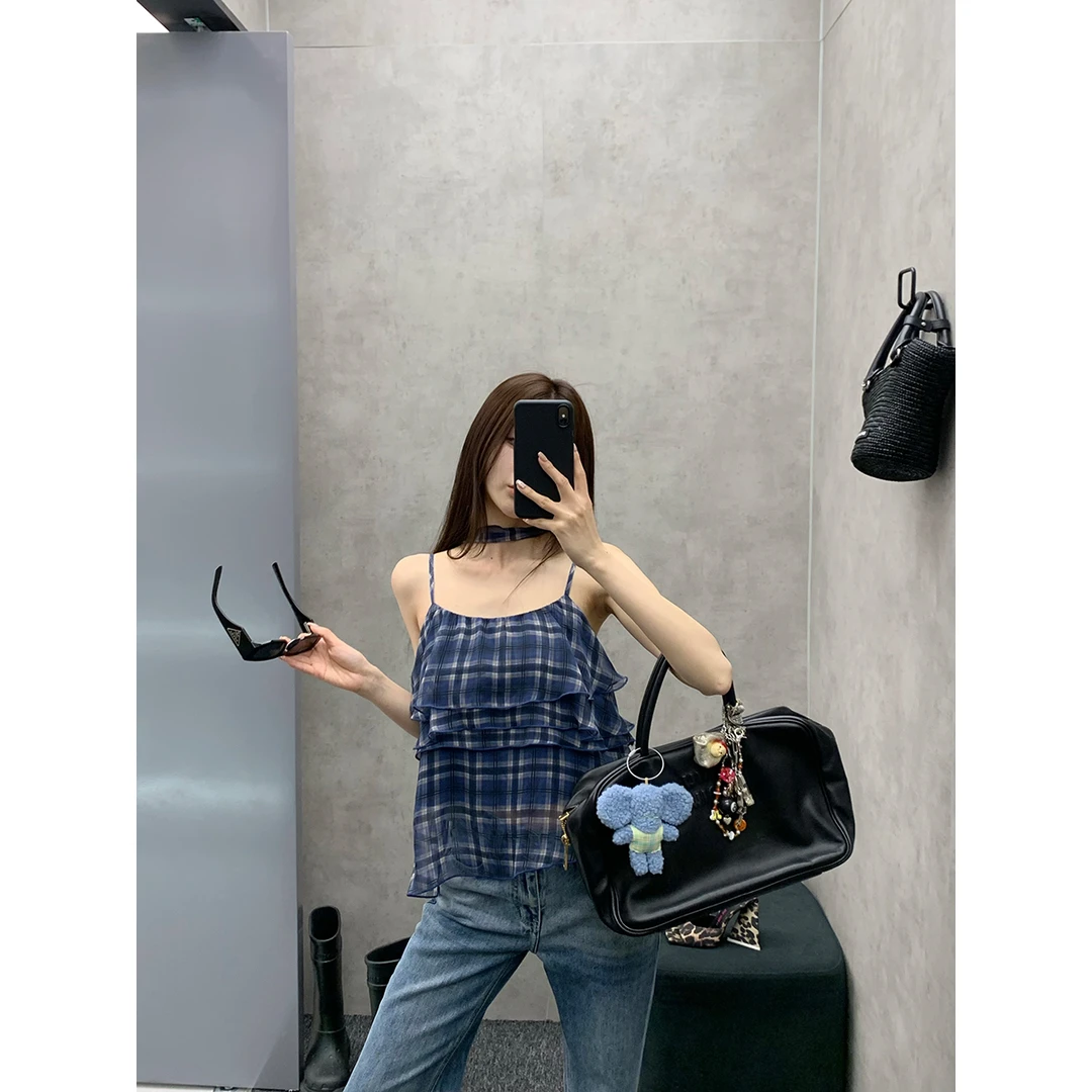 FORNI x YOYO Doll感芭比 格子荷叶边吊带时髦个性气质温柔风法式