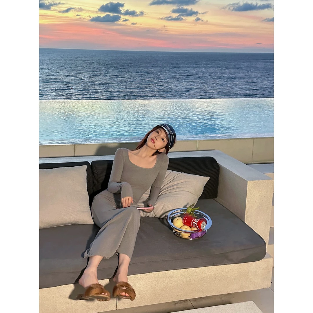 FORNI × YOYO   哇塞姐姐  修身长款连衣裙时尚温柔修身裙子女装