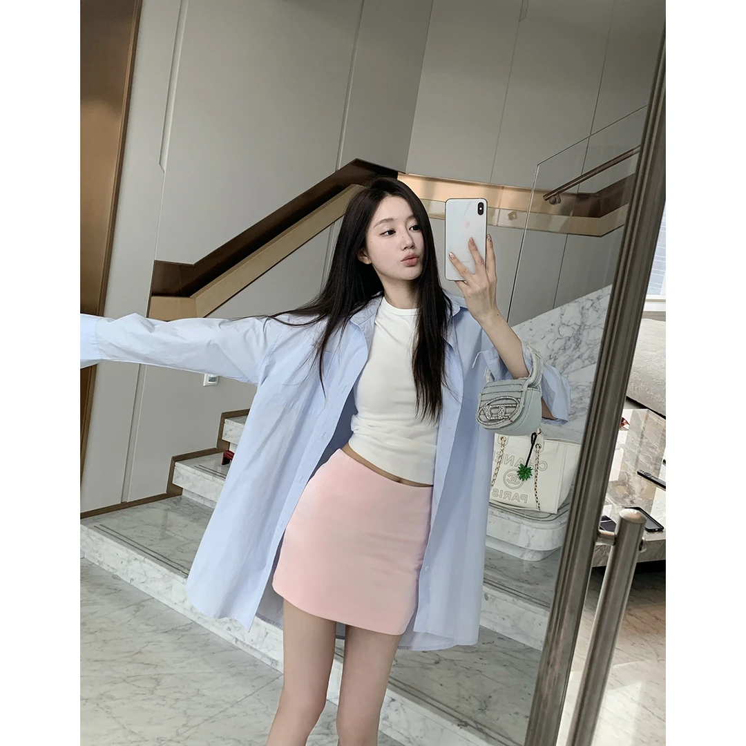 FORNI × YOYO 芳菲粉黛 缎面简约半裙气质时尚女士夏季显瘦半身裙