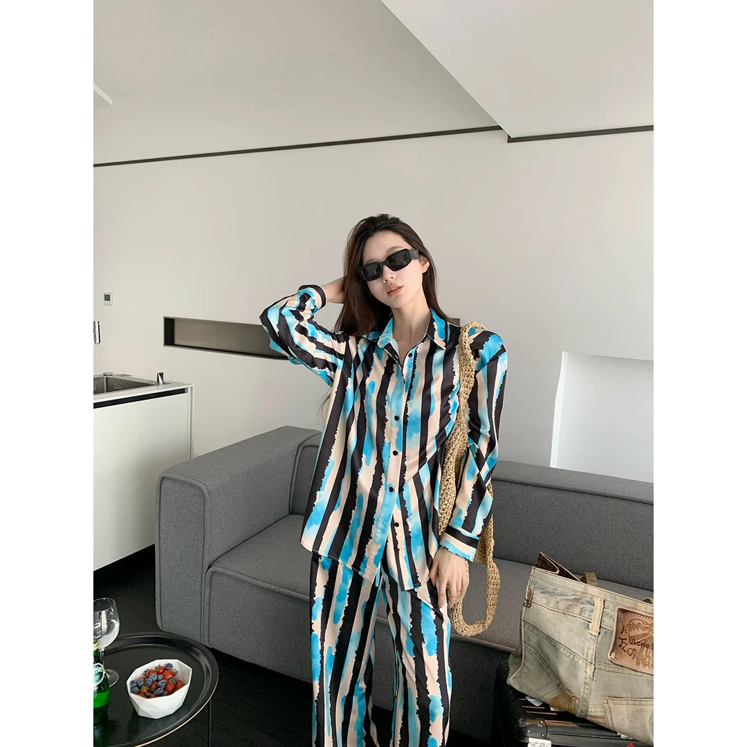 FORNI x YOYO 春影迷踪 晕染条纹套装休闲时尚女士潮流宽松款套装