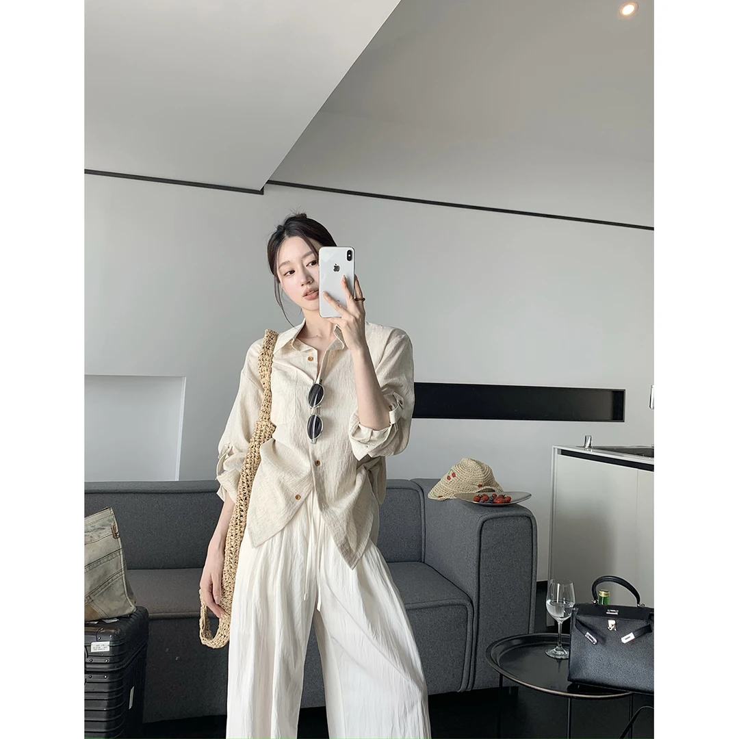 FORNI x YOYO 三月天 亚麻慵懒风衬衫时尚休闲长袖宽松设计感衬衣