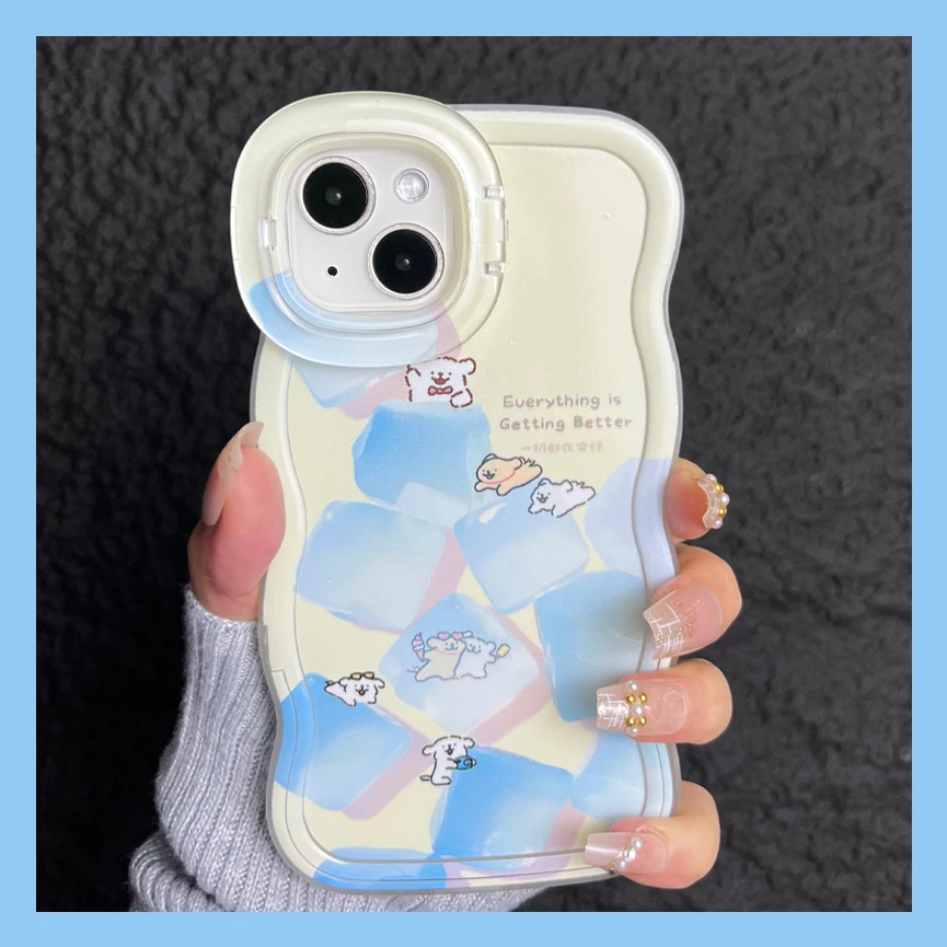 小狗与冰堆适用oppo苹果14iPhone15华为Mate双支架新款vivo手机壳