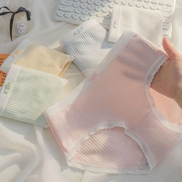 5条 棉女士内裤纯色棉抗菌吸汗透气抑菌中腰大码少女学生三角