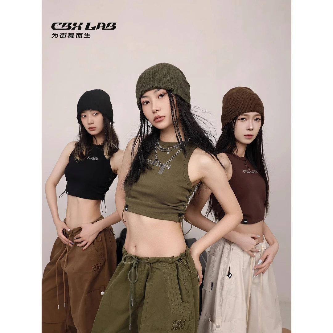 【达人专属】CBXLAB街舞潮牌多色满天星绑带背心辣妹吊带街头