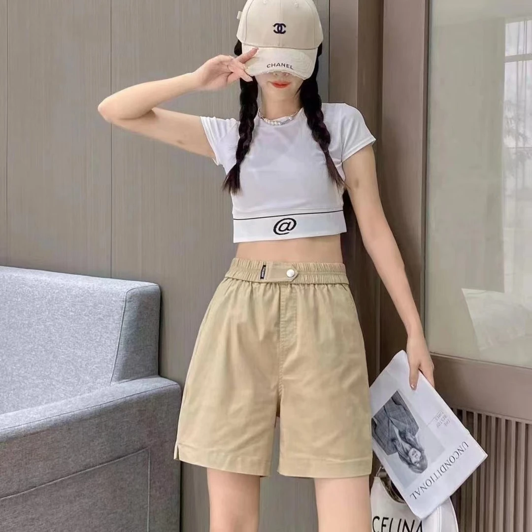 【高品质】夏季薄款水洗斜纹棉五分女宽松大码显瘦百搭a字休闲短裤