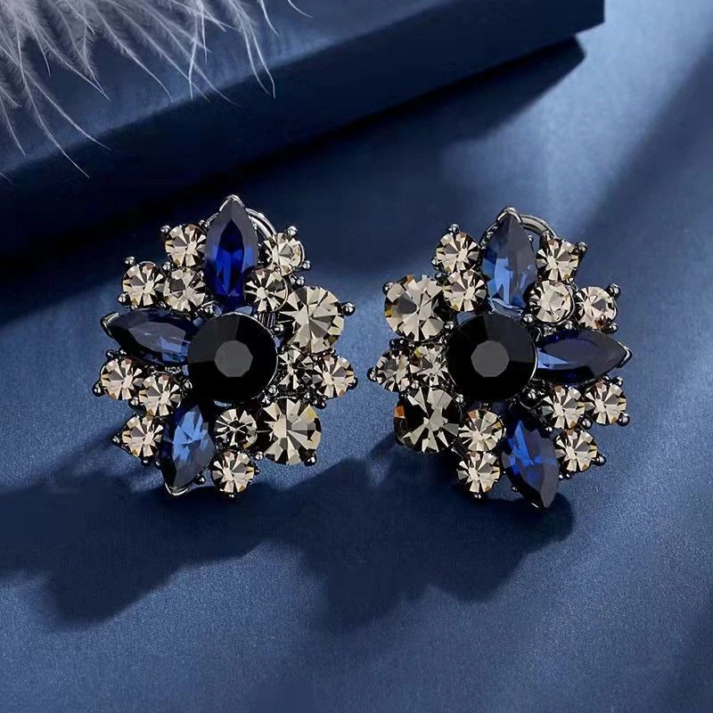 铜合金合成锆石耳饰 925银针耳环法式复古风时尚大气低调奢华款96