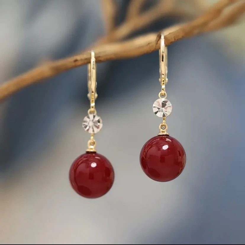 925银针耳环仿珍珠耳饰 一眼万年珠珠小吊坠-1号