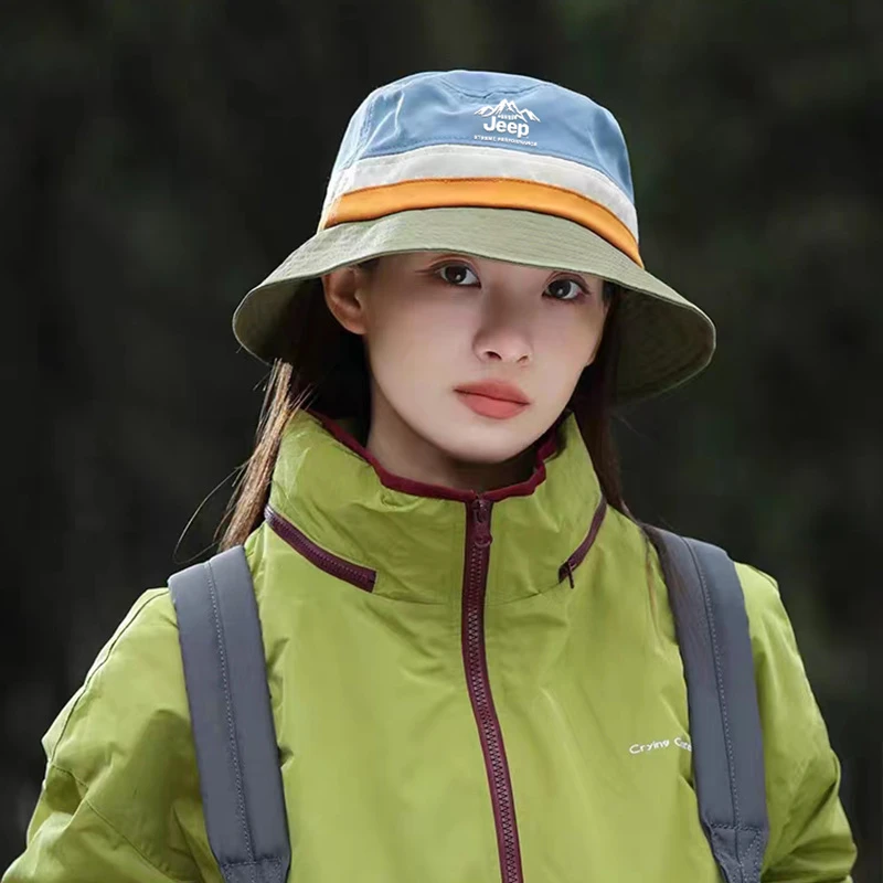 JEEP遮阳帽女防晒年轻户外登山帽遮脸防紫外线钓鱼帽子女渔夫帽女
