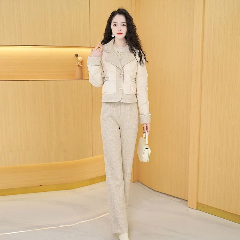 【羽绒服套裤】冬季白鸭绒羽绒服百搭新款时尚气质休闲保暖外套套裤
