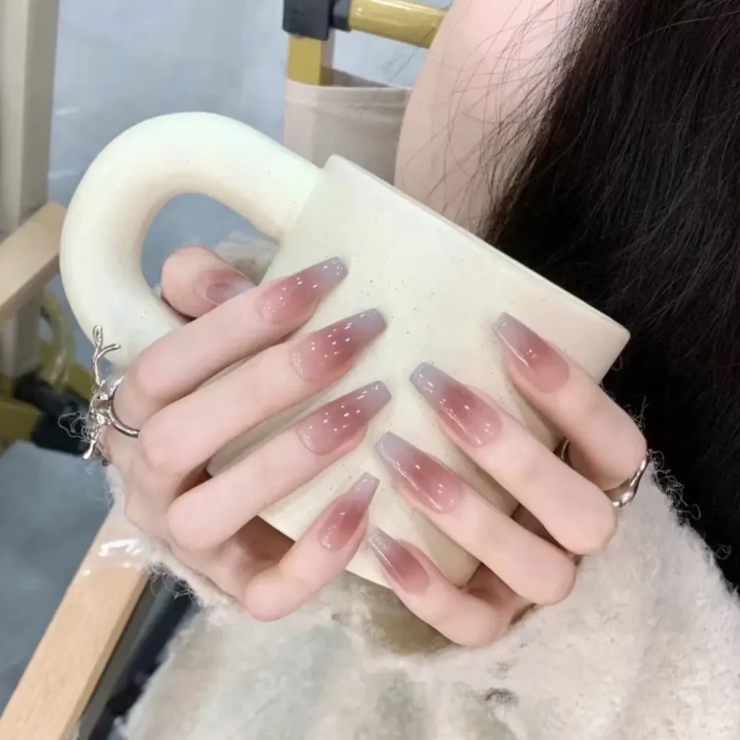 24号美拉德纯欲风长款气质显白简约美甲甲片指甲贴片