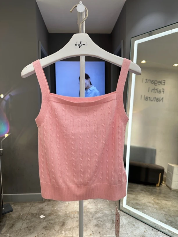专柜2024秋款粉色针织背心1F7531695S