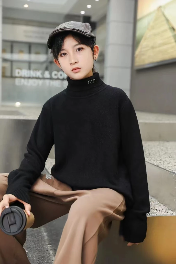 大童高领c加绒毛衣1222