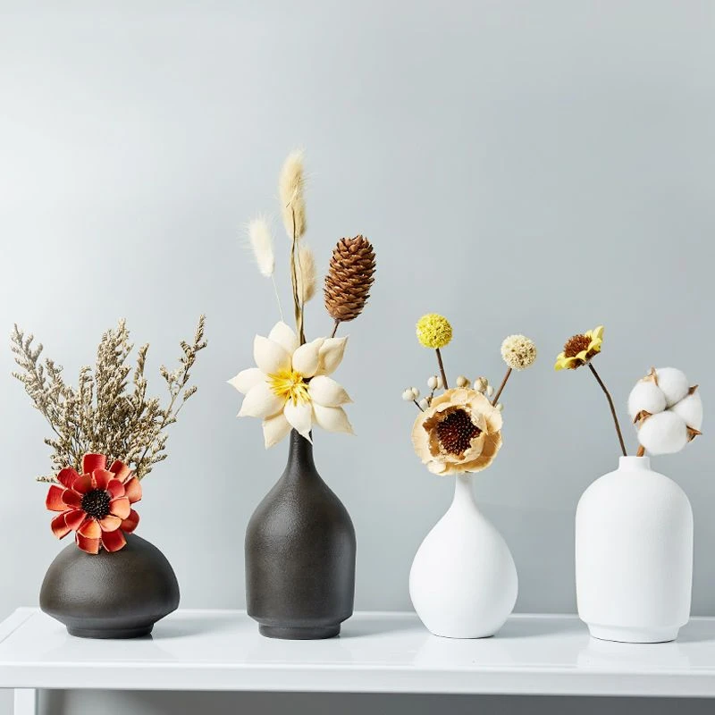 新中式陶瓷小花瓶客厅干花插摆设餐桌客厅电视柜办公装饰品摆件