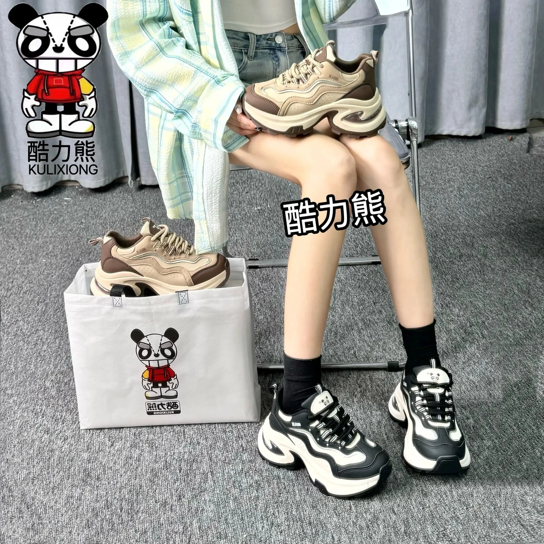 熊猫气垫 酷力熊休闲时尚老爹鞋女2024新款百搭透气防滑运动鞋688