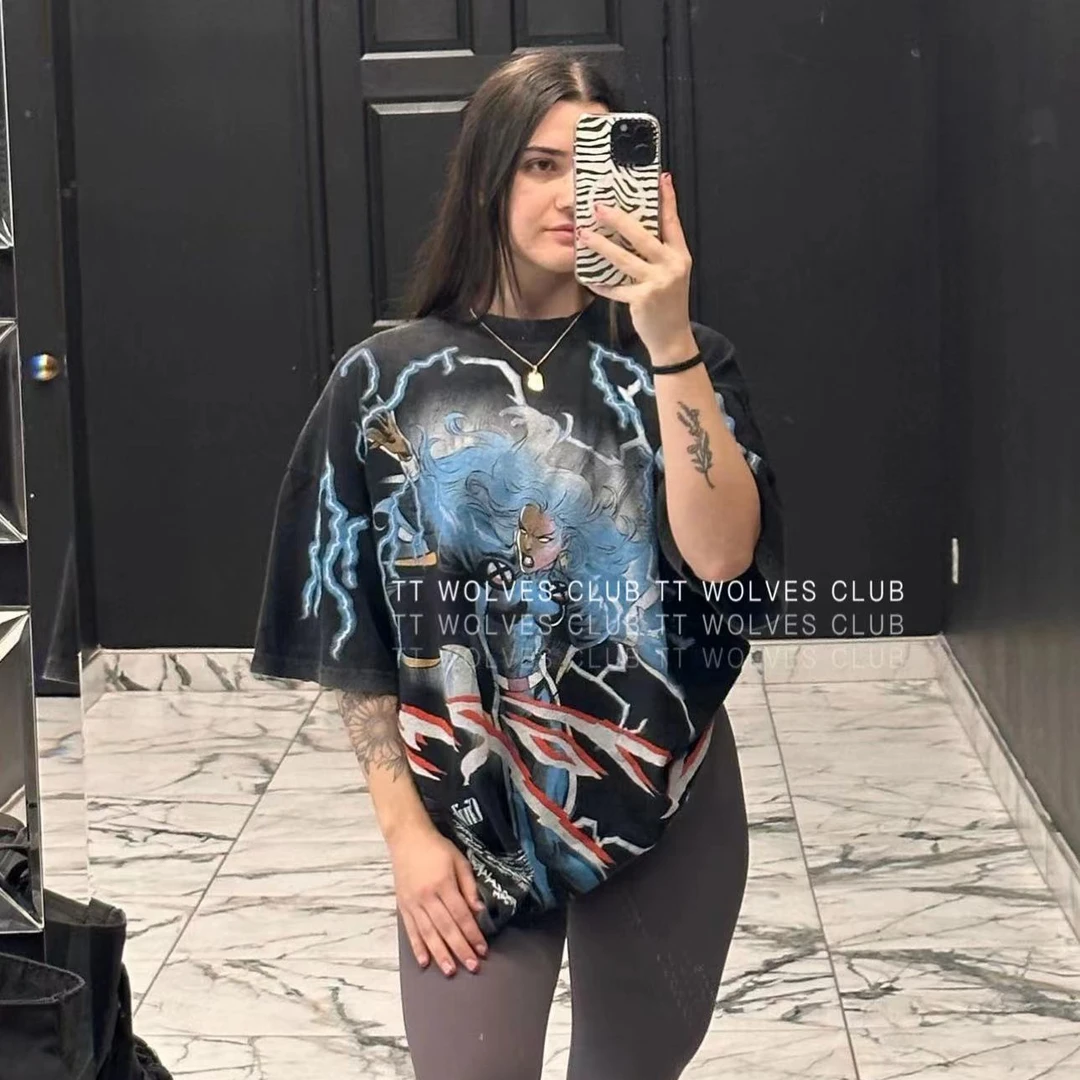 TTWOLVES限定CIVIL风暴女水洗做旧男女同款健身运动短袖T恤B115