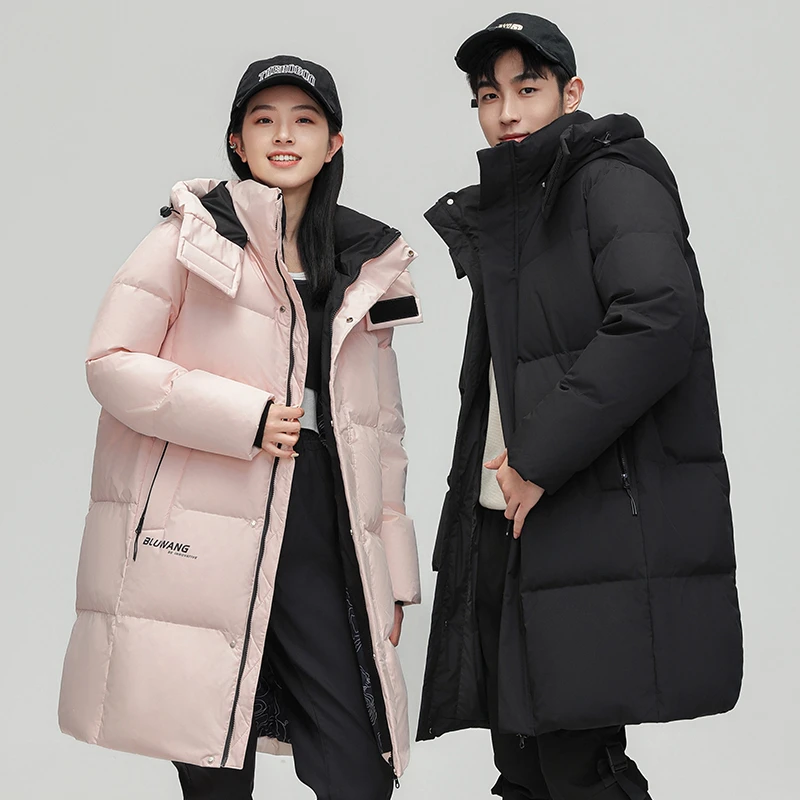 026冬季新款男士中长款羽绒服情侣宽松加厚连帽上衣