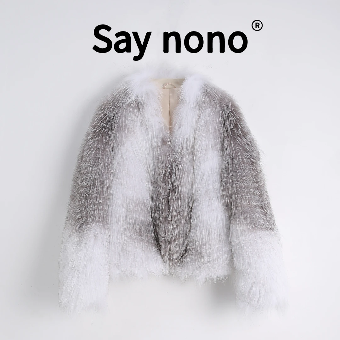 懒猫nono│Saynono 天然的十字纹理_气质狐狸毛外套 /D26270